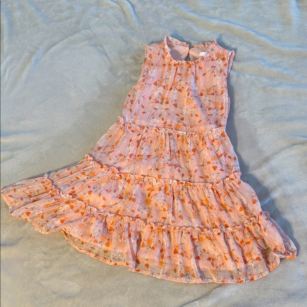 Tahari Pink and Orange Floral Kids Dress